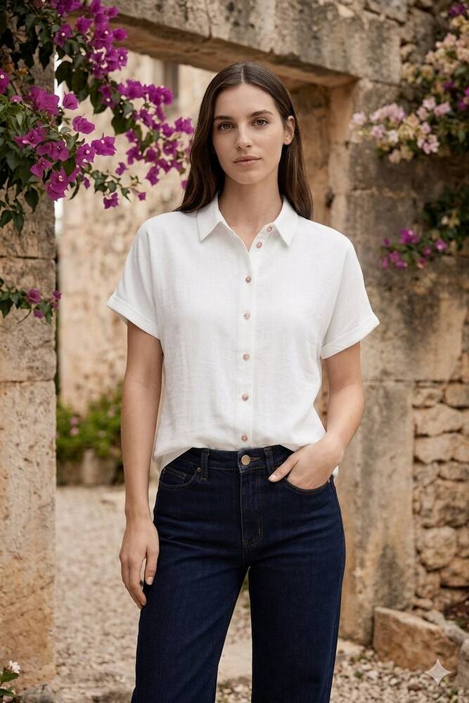 Kadın Lıta Linen Gömlek 15371917 Beyaz 