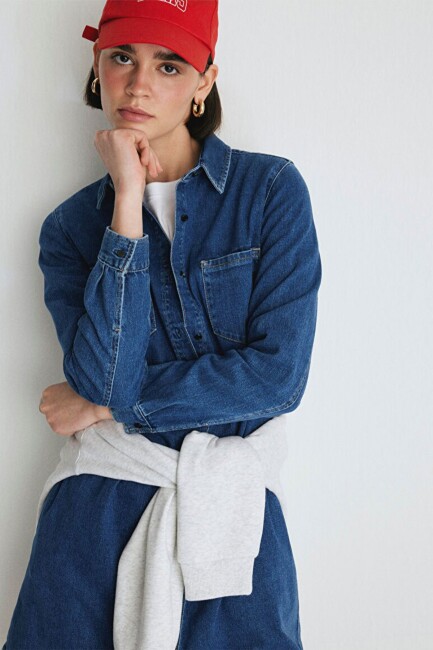 Kadın Liz Denim Elbise 130656-86430 Mavi