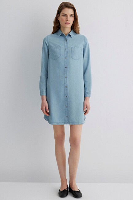 Kadın Lız Gold Premium Denim Elbise 130656-89576 Mavi (3)