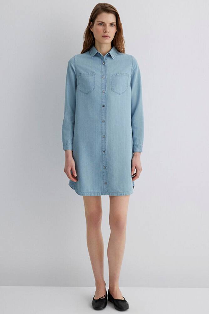 Kadın Lız Gold Premium Denim Elbise 130656-89576 Mavi 