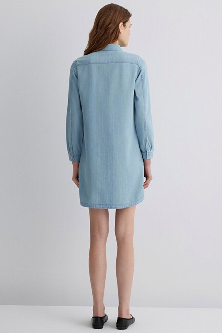 Kadın Lız Gold Premium Denim Elbise 130656-89576 Mavi - Thumbnail