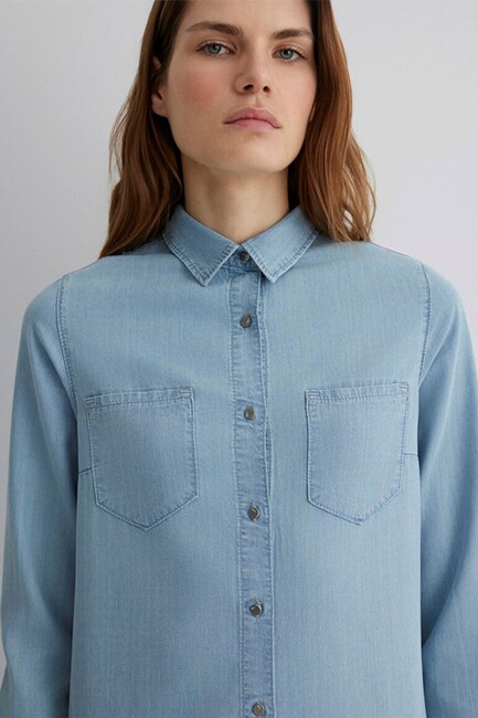 Kadın Lız Gold Premium Denim Elbise 130656-89576 Mavi - Thumbnail