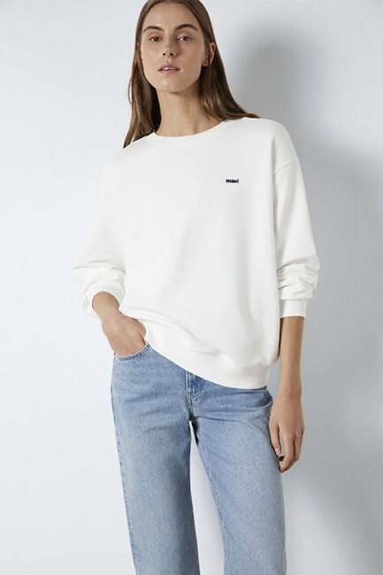 Kadın Logo Baskılı Sweat 1S10366-70057 Beyaz (3)