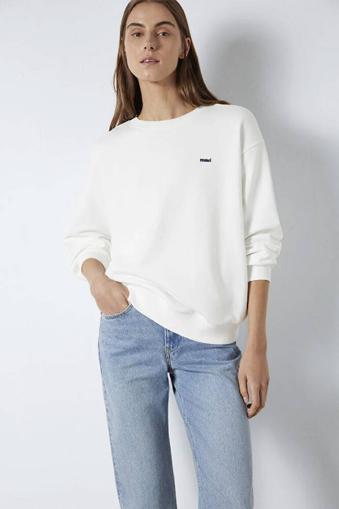 Kadın Logo Baskılı Sweat 1S10366-70057 Beyaz 