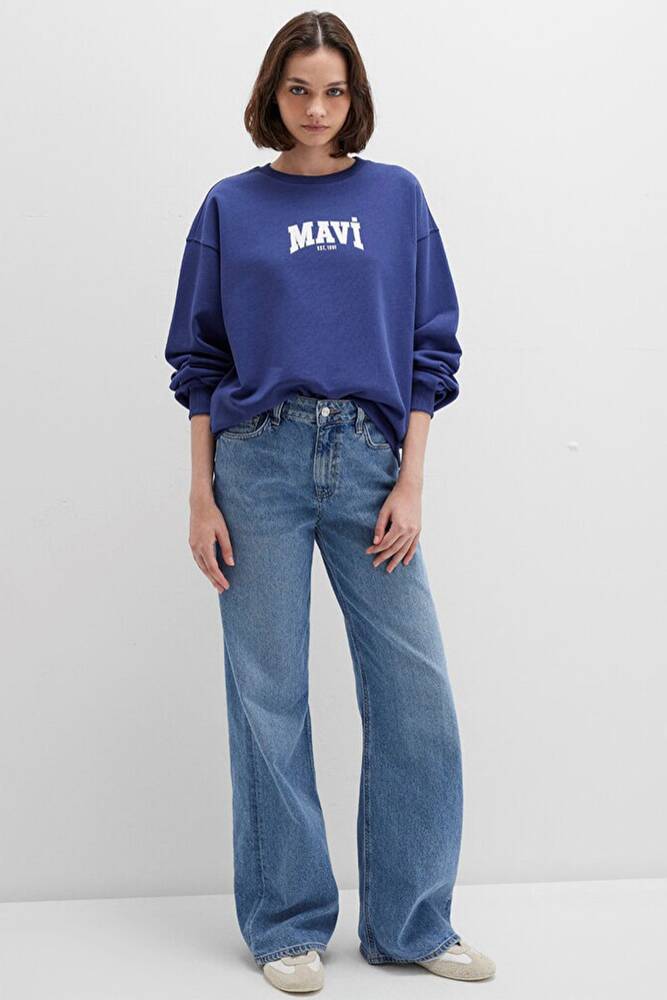Kadın Logo Baskılı Sweat 1S10372-70498 Lacivert 