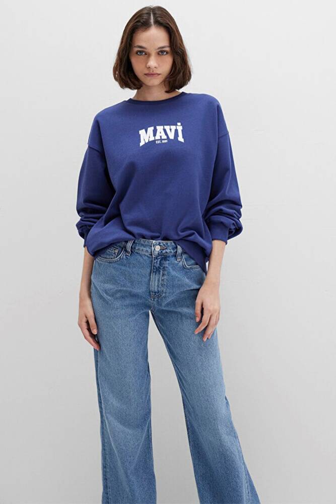 Kadın Logo Baskılı Sweat 1S10372-70498 Lacivert 