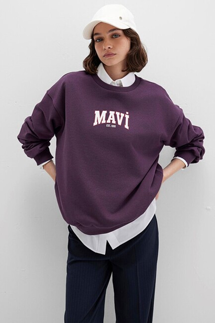 Kadın Logo Baskılı Sweat 1S10372-70635 Mor (2)