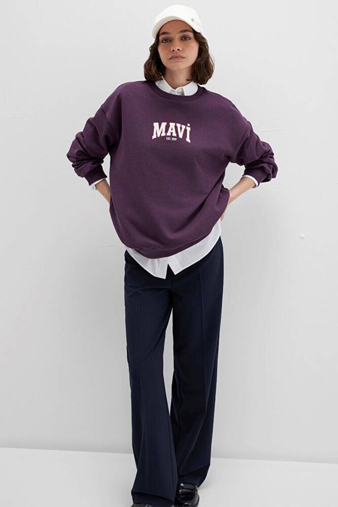 Kadın Logo Baskılı Sweat 1S10372-70635 Mor 