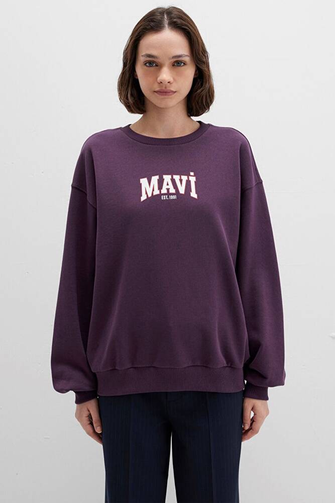 Kadın Logo Baskılı Sweat 1S10372-70635 Mor 