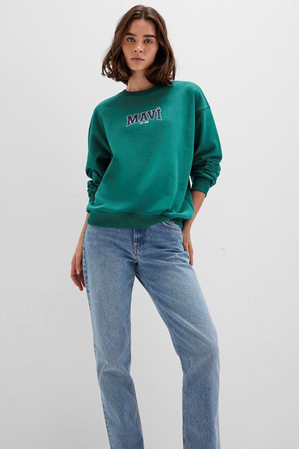 Kadın Logo Baskılı Sweat 1S10372-71918 Yeşil (1)