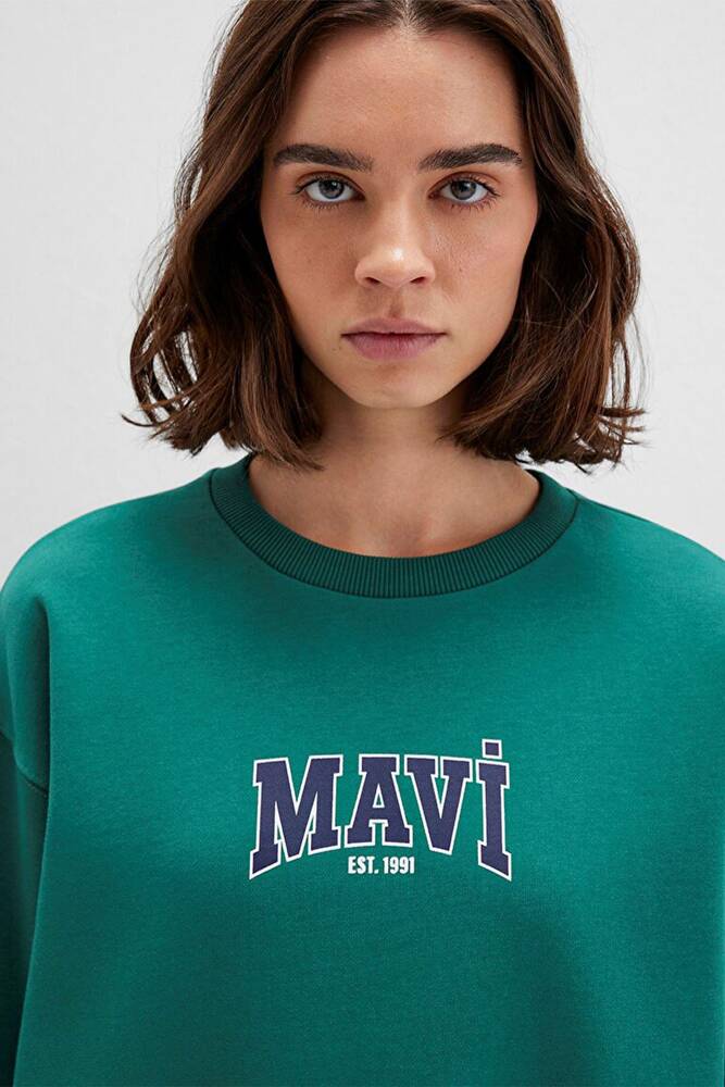 Kadın Logo Baskılı Sweat 1S10372-71918 Yeşil 