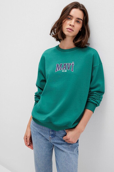 Kadın Logo Baskılı Sweat 1S10372-71918 Yeşil (1)