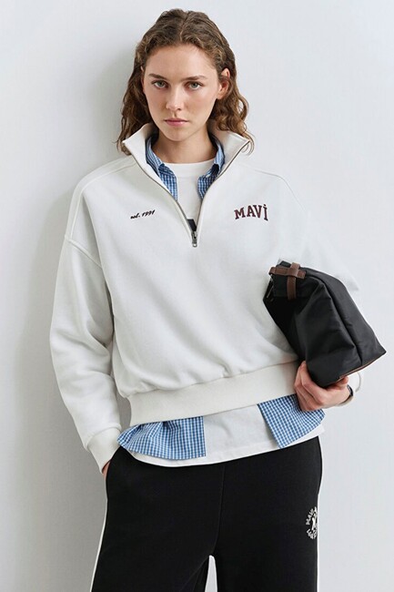 Kadın Logo Baskılı Sweat 1S10373-70057 Beyaz (1)