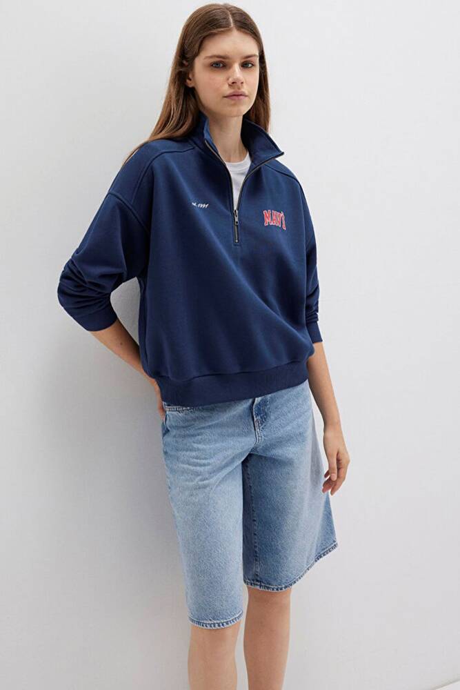 Kadın Logo Baskılı Sweat 1S10373-70488 Lacivert 