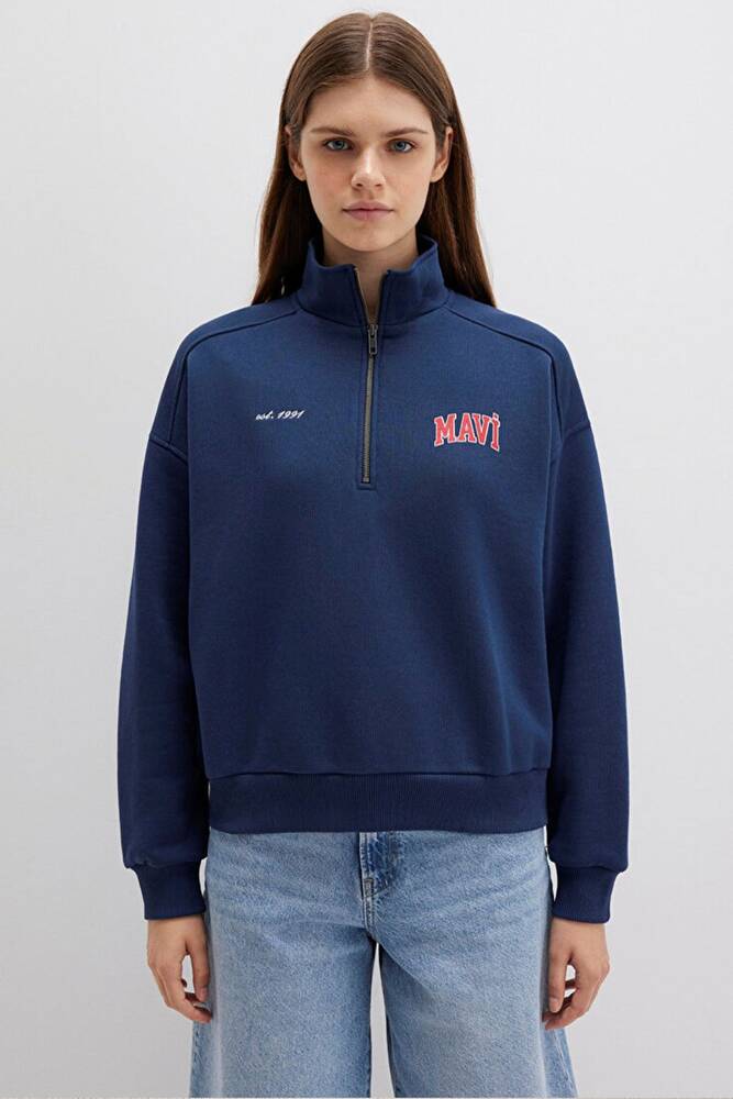 Kadın Logo Baskılı Sweat 1S10373-70488 Lacivert 