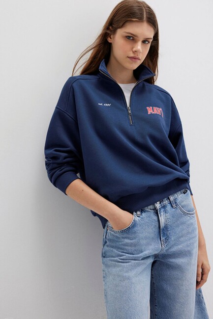 Kadın Logo Baskılı Sweat 1S10373-70488 Lacivert