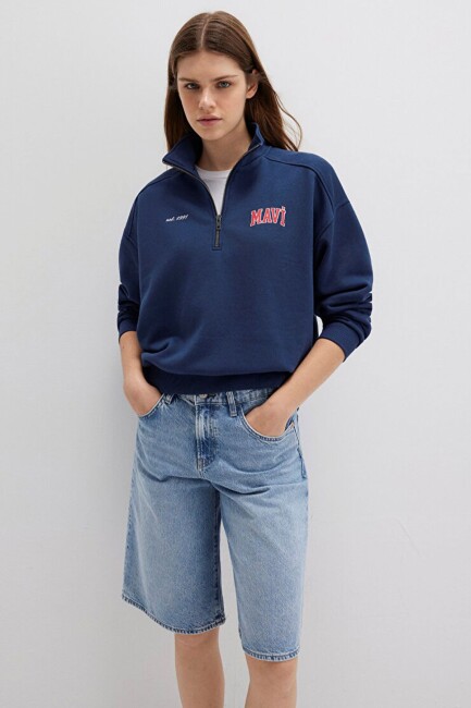 Kadın Logo Baskılı Sweat 1S10373-70488 Lacivert (1)