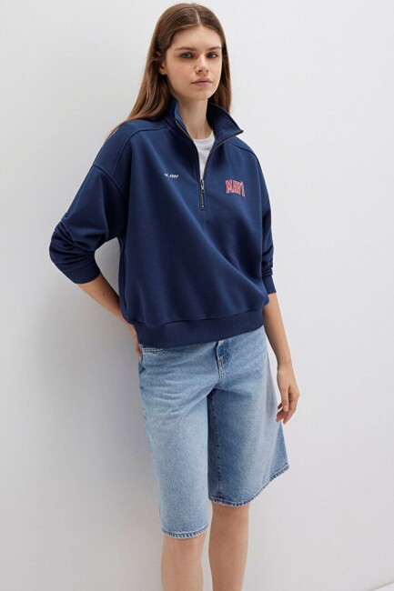 Kadın Logo Baskılı Sweat 1S10373-70488 Lacivert (2)