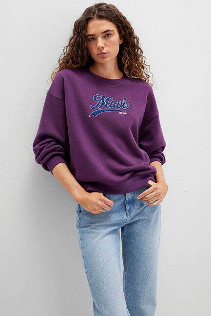Kadın Logo Baskılı Sweat 1S10419-70679 Mor (1)