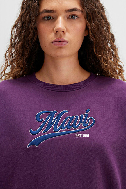 Kadın Logo Baskılı Sweat 1S10419-70679 Mor - Thumbnail