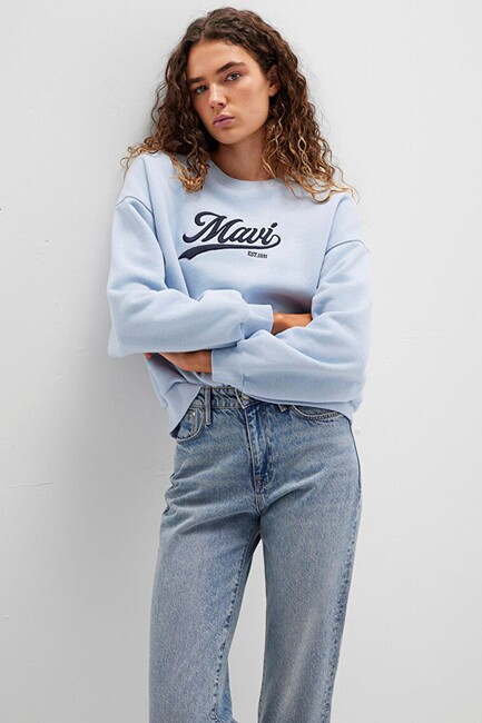 Kadın Logo Baskılı Sweat 1S10419-70813 Mavi (1)