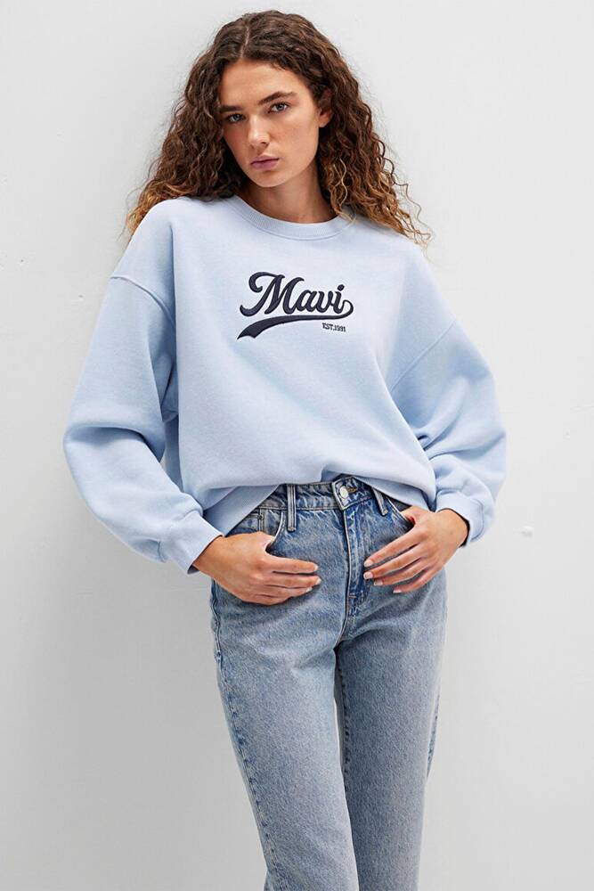 Kadın Logo Baskılı Sweat 1S10419-70813 Mavi 