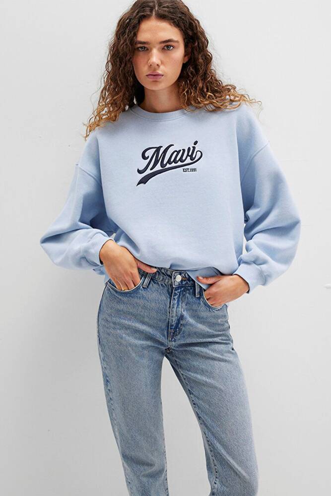 Kadın Logo Baskılı Sweat 1S10419-70813 Mavi 