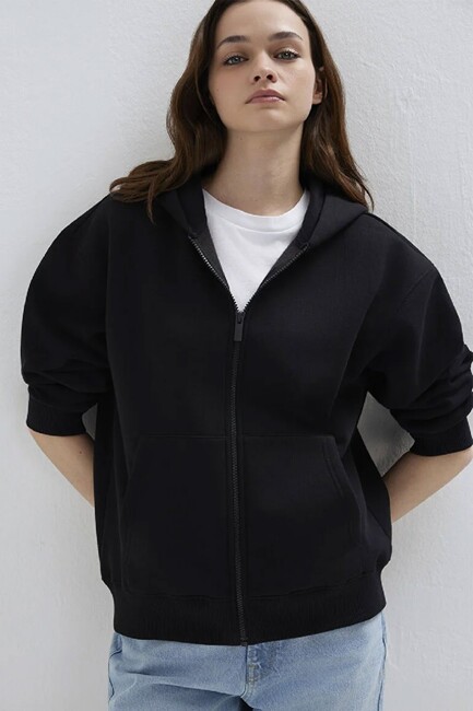 Kadın Logo Baskılı Sweat 1S10532-900 Siyah - Thumbnail