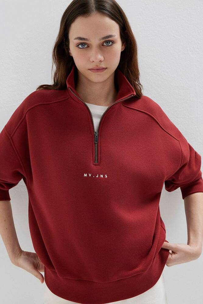 Kadın Logo Baskılı Sweat 1S10533-70411 Bordo 