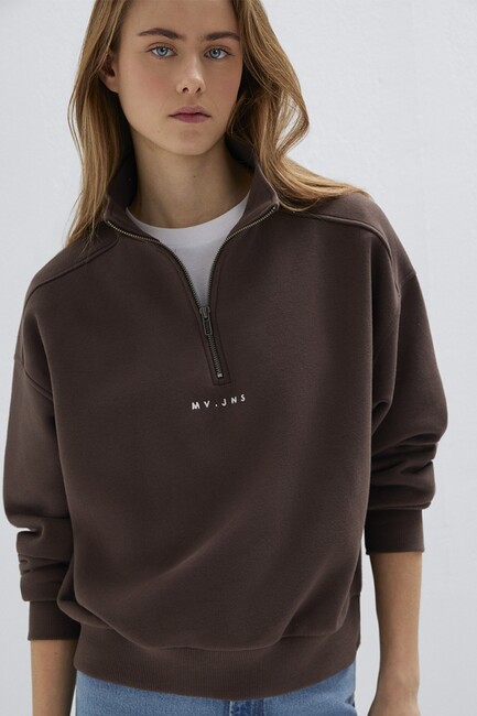 Kadın Logo Baskılı Sweat 1S10533-71603 Kahve (1)