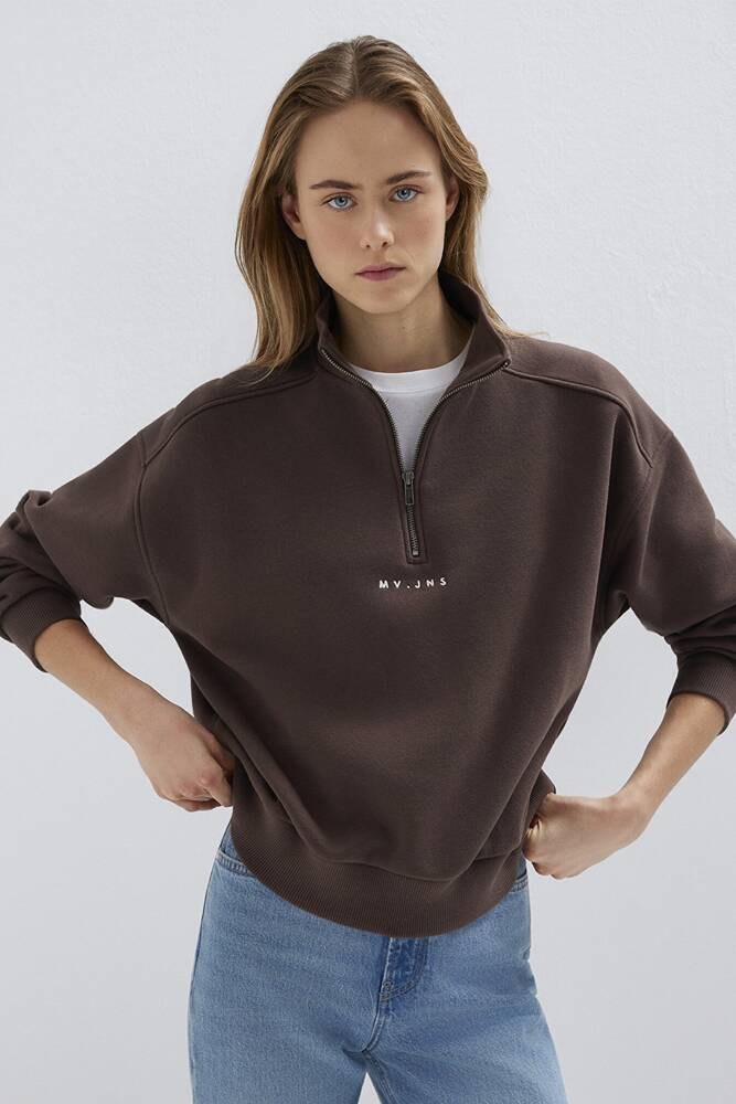 Kadın Logo Baskılı Sweat 1S10533-71603 Kahve 