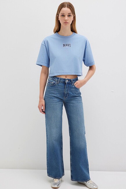 Kadın Logo Baskılı Tişört 1613411-70831 Mavi (2)