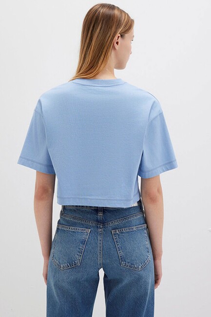 Kadın Logo Baskılı Tişört 1613411-70831 Mavi - Thumbnail
