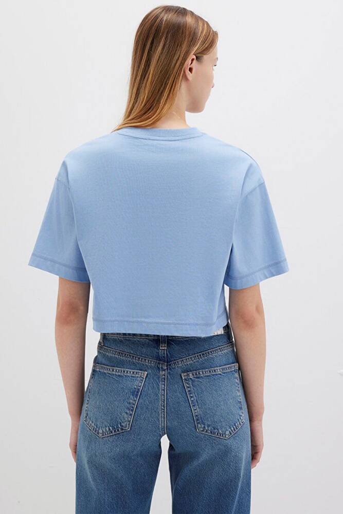 Kadın Logo Baskılı Tişört 1613411-70831 Mavi 