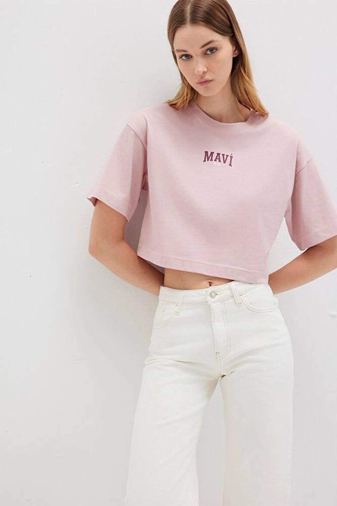 Kadın Logo Baskılı Tişört 1613411-71018 Pembe 