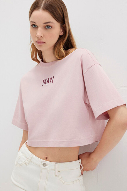 Kadın Logo Baskılı Tişört 1613411-71018 Pembe (2)