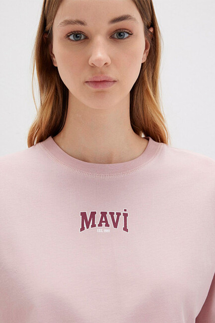 Kadın Logo Baskılı Tişört 1613411-71018 Pembe - Thumbnail