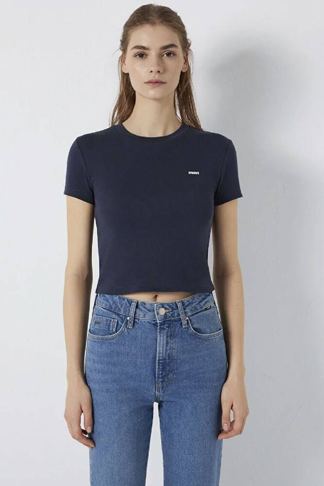 Kadın Logo Baskılı Tişört 1613848-85315 Lacivert 