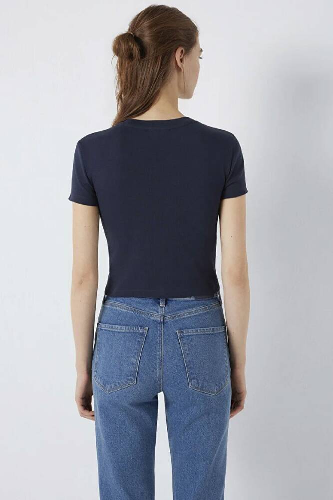 Kadın Logo Baskılı Tişört 1613848-85315 Lacivert 
