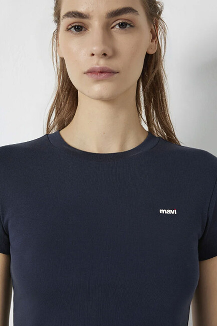 Kadın Logo Baskılı Tişört 1613848-85315 Lacivert - Thumbnail