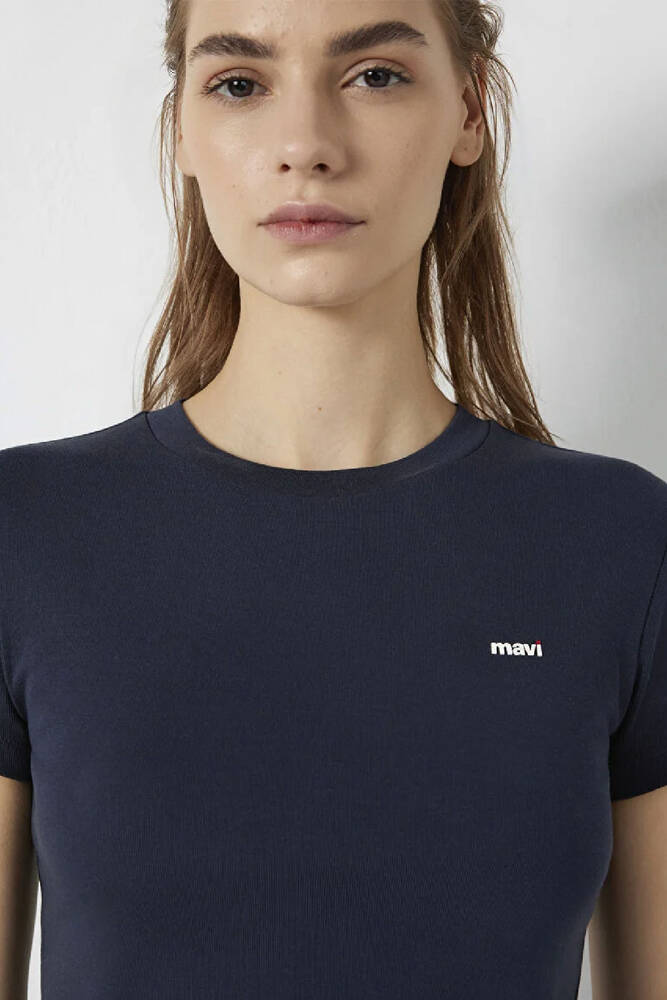 Kadın Logo Baskılı Tişört 1613848-85315 Lacivert 