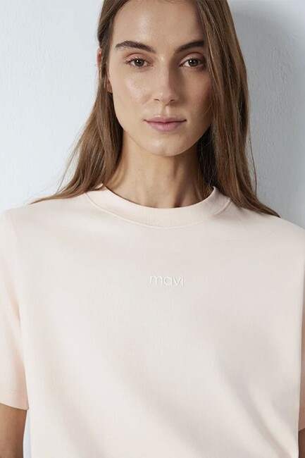 Kadın Logo Tişört 1612829-71121 Pudra (1)