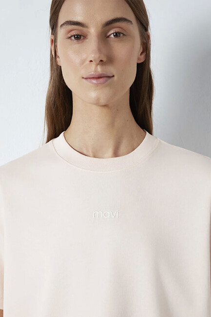 Kadın Logo Tişört 1612829-71121 Pudra - Thumbnail