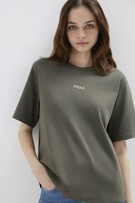 Kadın Logo Tişört 1612829-71553 Haki (2)