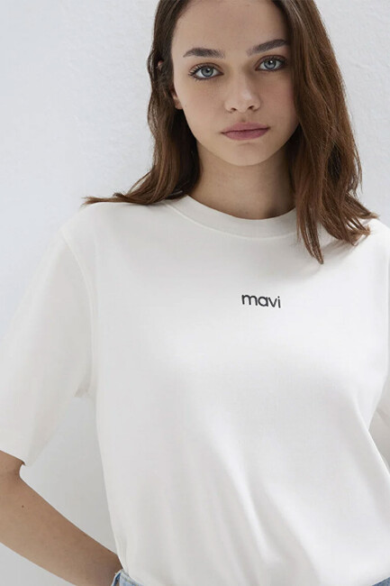 Kadın Logo Tişört 1612829-80194 Ekru (1)