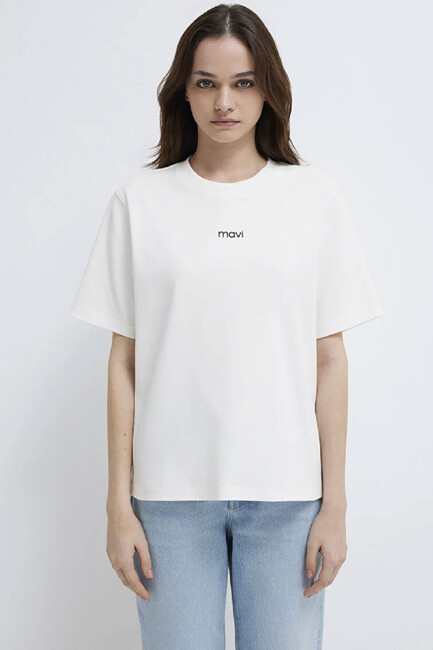 Kadın Logo Tişört 1612829-80194 Ekru (3)