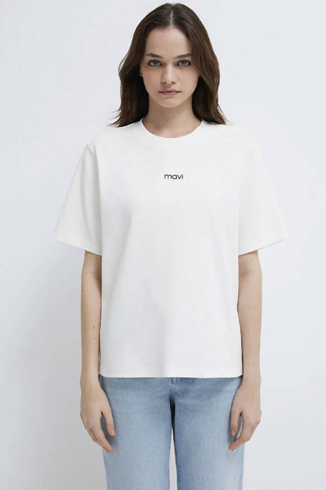 Kadın Logo Tişört 1612829-80194 Ekru 