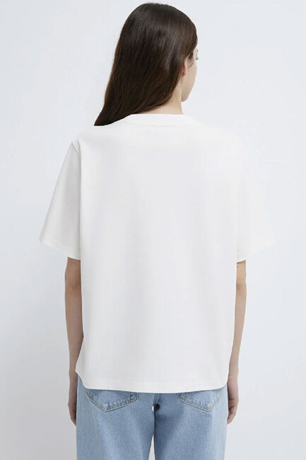Kadın Logo Tişört 1612829-80194 Ekru - Thumbnail