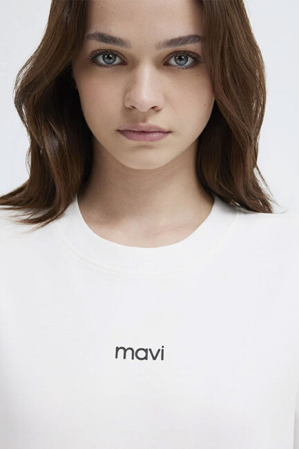 Kadın Logo Tişört 1612829-80194 Ekru - Thumbnail