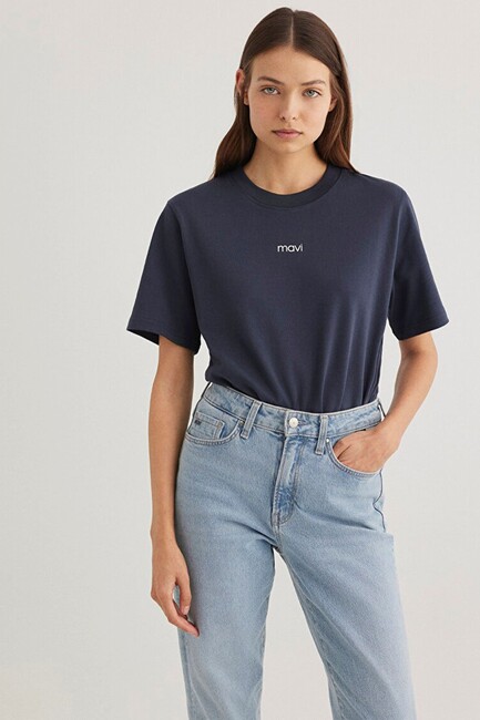 Kadın Logo Tişört 1612829-85315 Lacivert (1)